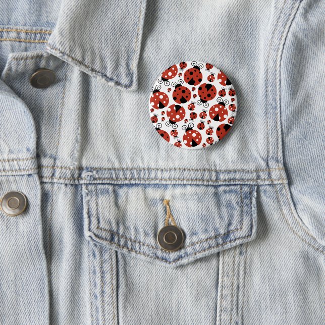 Pattern Of Ladybugs, Cute Ladybugs, Red Ladybugs 6 Cm Round Badge (In Situ)