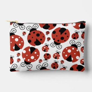 Pattern Of Ladybugs, Cute Ladybugs, Red Ladybugs Accessory Pouch