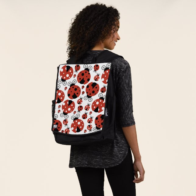 Pattern Of Ladybugs, Cute Ladybugs, Red Ladybugs Backpack (Worn)