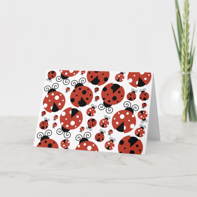Pattern Of Ladybugs, Cute Ladybugs, Red Ladybugs Card (Front)