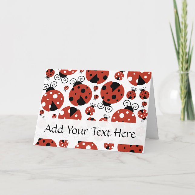 Pattern Of Ladybugs, Cute Ladybugs, Red Ladybugs Card (Front)