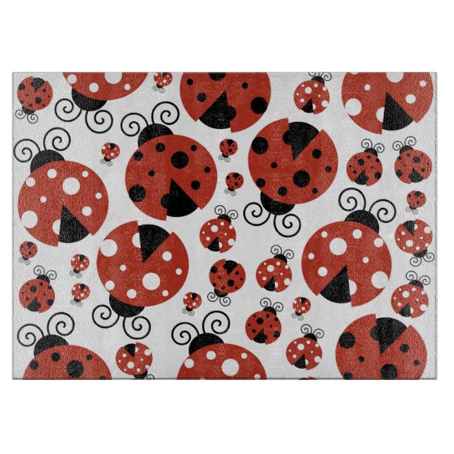 Pattern Of Ladybugs, Cute Ladybugs, Red Ladybugs Cutting Board (Front)