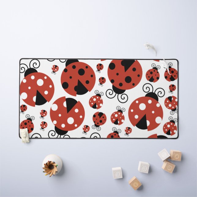 Pattern Of Ladybugs, Cute Ladybugs, Red Ladybugs Desk Mat (Kids Table)
