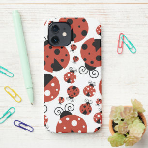 Pattern Of Ladybugs, Cute Ladybugs, Red Ladybugs iPhone 12 Case