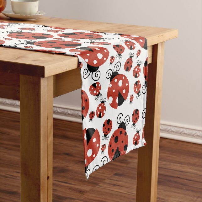 Pattern Of Ladybugs, Cute Ladybugs, Red Ladybugs Medium Table Runner (In Situ)