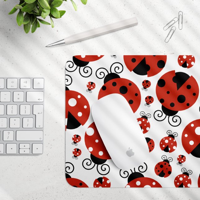 Pattern Of Ladybugs, Cute Ladybugs, Red Ladybugs Mouse Mat (Creator Uploaded)