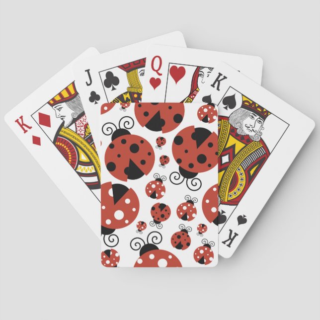 Pattern Of Ladybugs, Cute Ladybugs, Red Ladybugs Playing Cards (Back)
