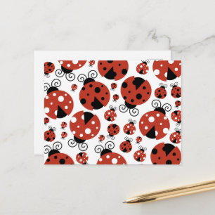 Pattern Of Ladybugs, Cute Ladybugs, Red Ladybugs Postcard