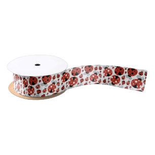Pattern Of Ladybugs, Cute Ladybugs, Red Ladybugs Satin Ribbon