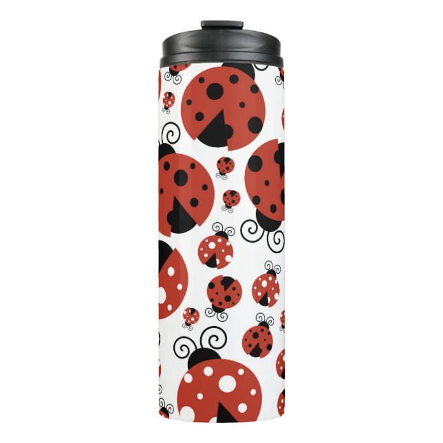 Pattern Of Ladybugs, Cute Ladybugs, Red Ladybugs Thermal Tumbler (Front)