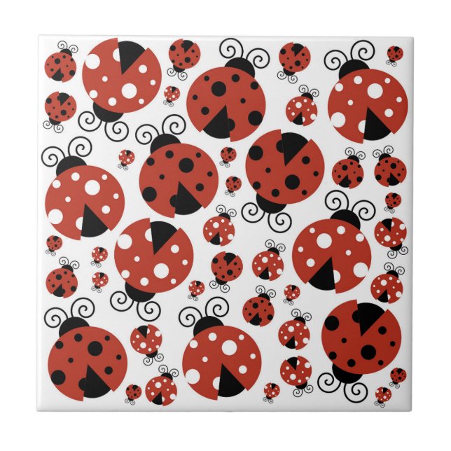 Pattern Of Ladybugs, Cute Ladybugs, Red Ladybugs Tile (Front)