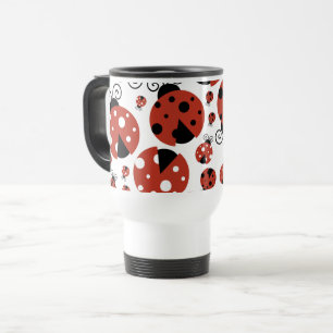 Pattern Of Ladybugs, Cute Ladybugs, Red Ladybugs Travel Mug