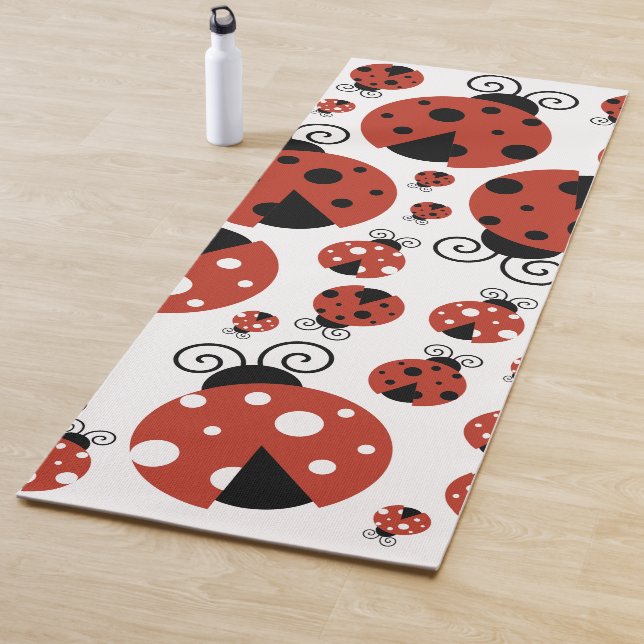 Pattern Of Ladybugs, Cute Ladybugs, Red Ladybugs Yoga Mat (In Situ)