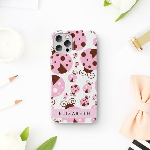 Pattern Of Ladybugs, Pink Ladybugs, Your Name iPhone 16 Case