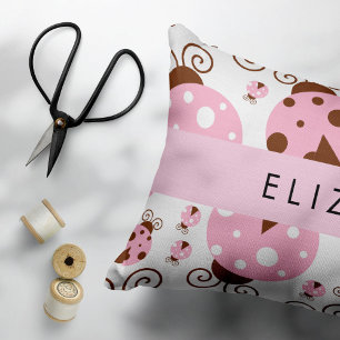 Pattern Of Ladybugs, Pink Ladybugs, Your Name Pillowcase