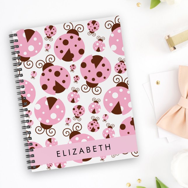 Pattern Of Ladybugs, Pink Ladybugs, Your Name Planner (Creator Uploaded)