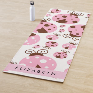 Pattern Of Ladybugs, Pink Ladybugs, Your Name Yoga Mat