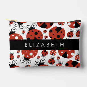 Pattern Of Ladybugs, Red Ladybugs, Your Name Accessory Pouch