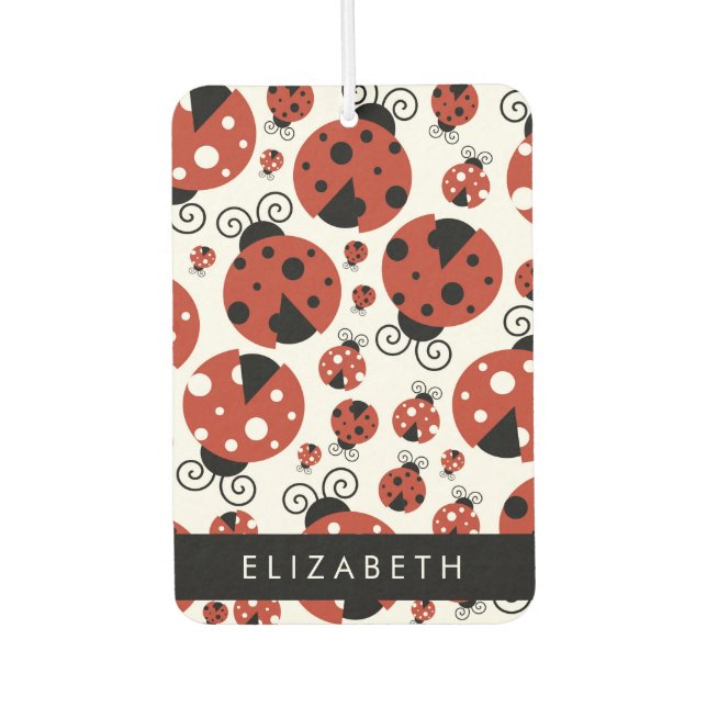 Pattern Of Ladybugs, Red Ladybugs, Your Name Car Air Freshener (Front)