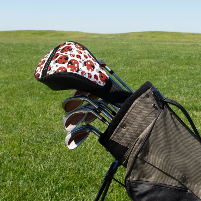 Pattern Of Ladybugs, Red Ladybugs, Your Name Golf Head Cover (In Situ)