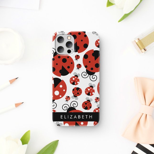 Pattern Of Ladybugs, Red Ladybugs, Your Name iPhone 16 Case (Creator Uploaded)