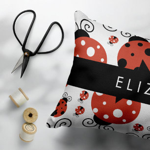 Pattern Of Ladybugs, Red Ladybugs, Your Name Pillowcase
