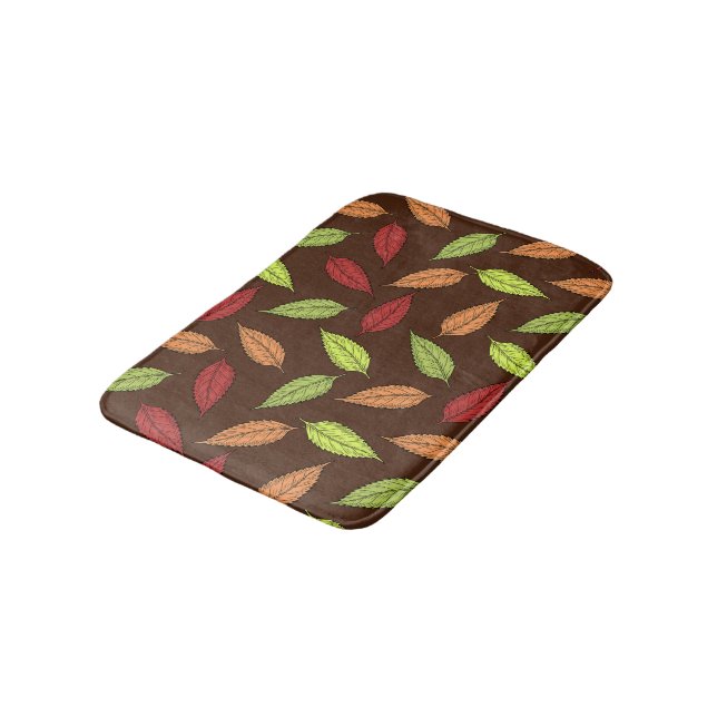 Pattern Of Leaves, Colourful Leaves, Autumn Leaves Bath Mat (Angled)