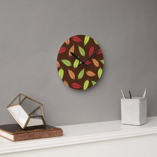 Pattern Of Leaves, Colourful Leaves, Autumn Leaves Round Clock