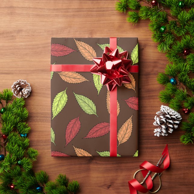 Pattern Of Leaves, Colourful Leaves, Autumn Leaves Wrapping Paper (Holiday Gift)