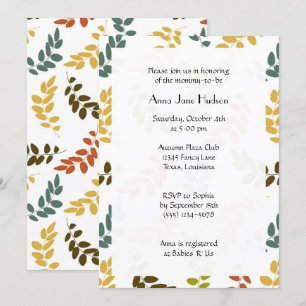Pattern Of Leaves, Colourful Leaves, Baby Shower Invitation