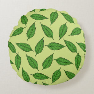 Pattern Of Leaves, Leaf Pattern, Spring Leaves Round Cushion