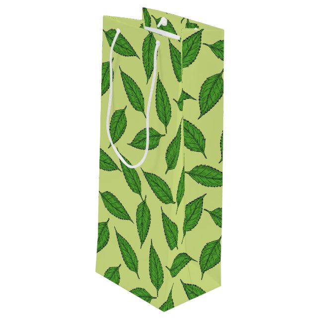 Pattern Of Leaves, Leaf Pattern, Spring Leaves Wine Gift Bag (Back Angled)
