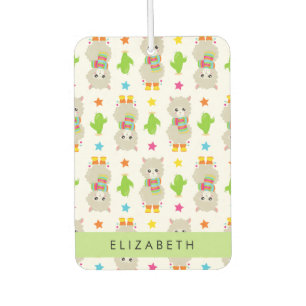 Pattern Of Llamas, Alpacas, Cactus, Your Name Car Air Freshener