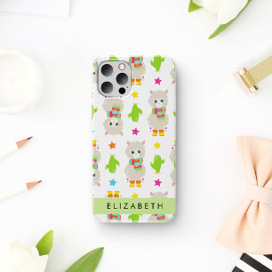 Pattern Of Llamas, Alpacas, Cactus, Your Name iPhone 16 Case