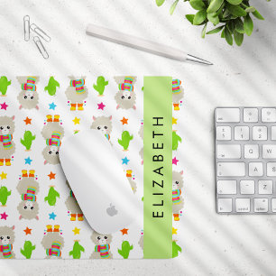 Pattern Of Llamas, Alpacas, Cactus, Your Name Mouse Mat