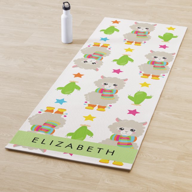 Pattern Of Llamas, Alpacas, Cactus, Your Name Yoga Mat (In Situ)