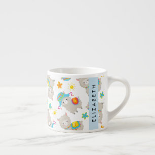 Pattern Of Llamas, Alpacas, Flowers, Your Name Espresso Cup