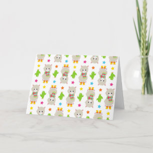 Pattern Of Llamas, Cute Llamas, Alpacas, Cactus Card