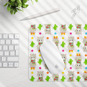 Pattern Of Llamas, Cute Llamas, Alpacas, Cactus Mouse Mat