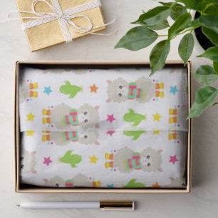 Pattern Of Llamas, Cute Llamas, Alpacas, Cactus Tissue Paper