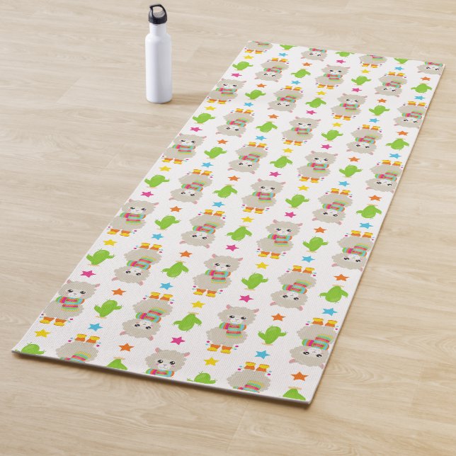 Pattern Of Llamas, Cute Llamas, Alpacas, Cactus Yoga Mat (In Situ)