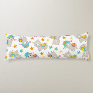 Pattern Of Llamas, Cute Llamas, Alpacas, Flowers Body Cushion