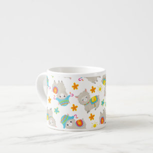 Pattern Of Llamas, Cute Llamas, Alpacas, Flowers Espresso Cup