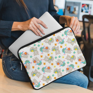 Pattern Of Llamas, Cute Llamas, Alpacas, Flowers Laptop Sleeve