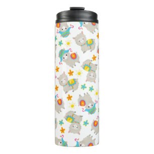 Pattern Of Llamas, Cute Llamas, Alpacas, Flowers Thermal Tumbler