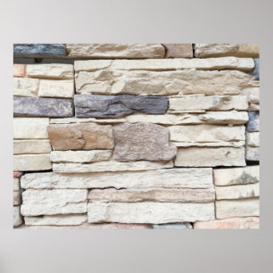 Pattern of Modern stone Brick Wall Surfaced backgr Poster