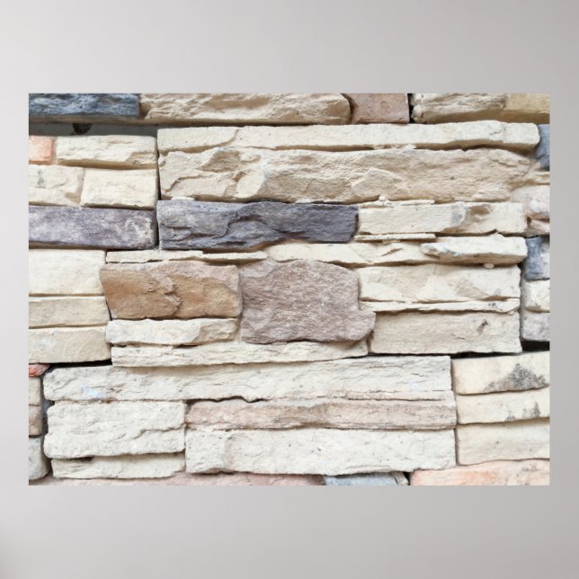 Pattern of Modern stone Brick Wall Surfaced backgr Poster (Front)