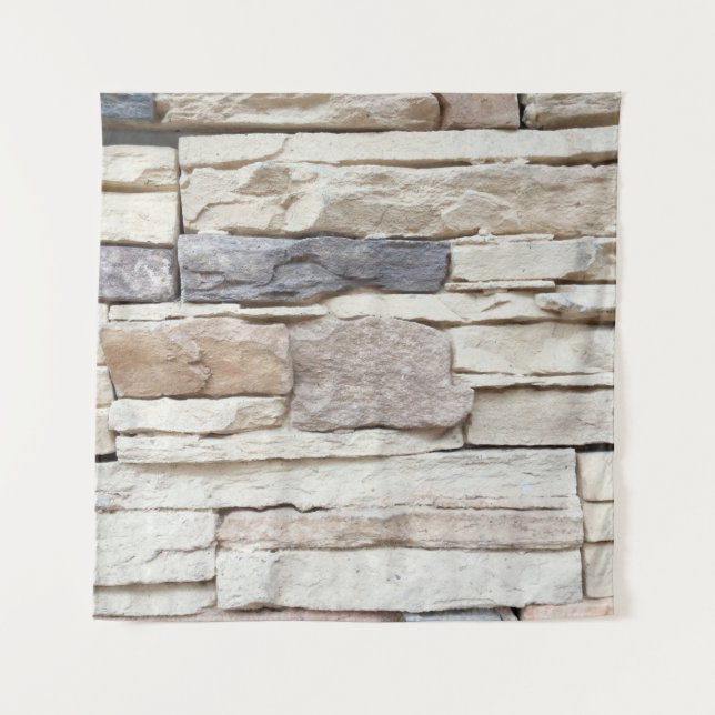 Pattern of Modern stone Brick Wall Surfaced backgr Tapestry (Front)