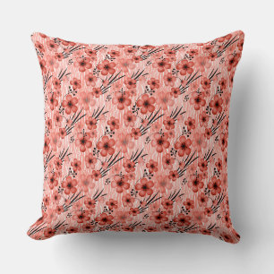 Pattern of orange flowers on tiger background cushion