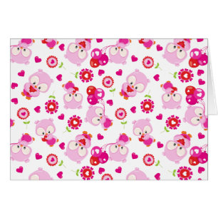 Pattern Of Owls, Cute Owls, Pink Owls, Hearts
